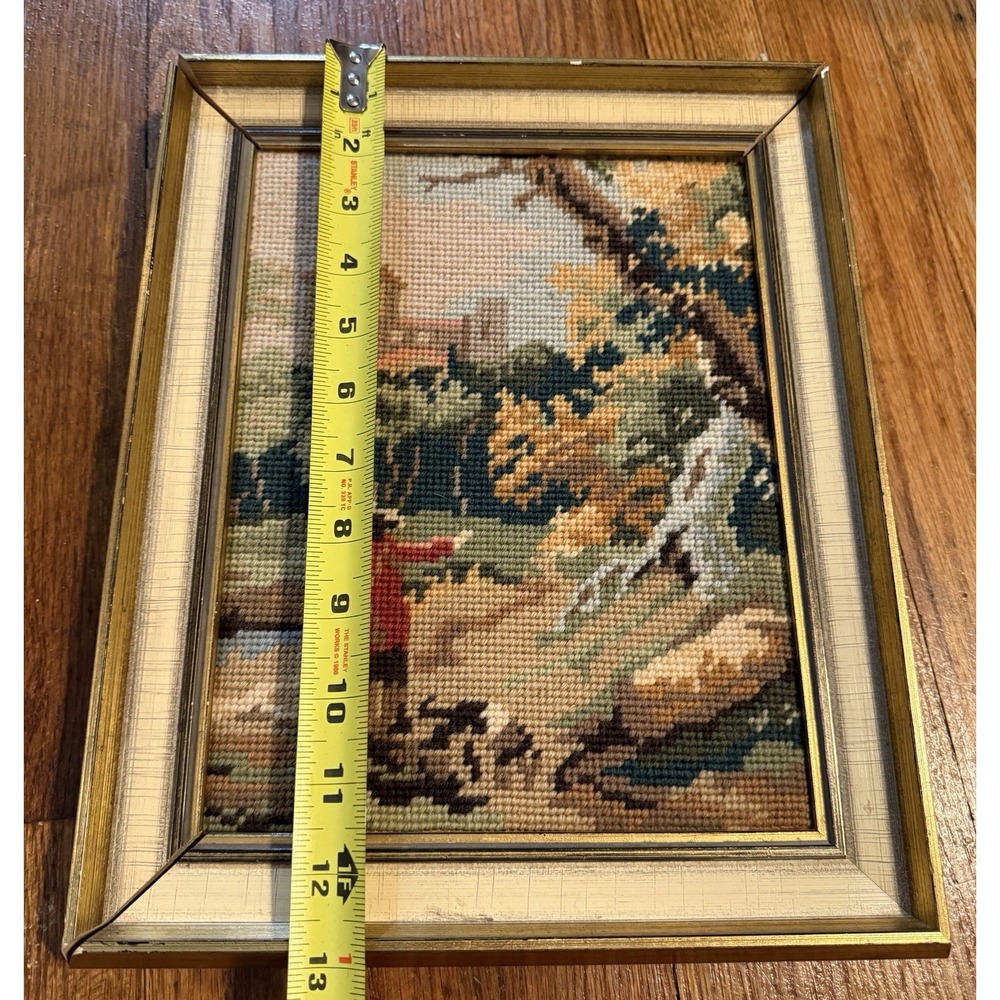 Vintage Tapestry Needlepoint‎ Hand Stitched Old Master Completed Petit Point - Picture 3 of 11